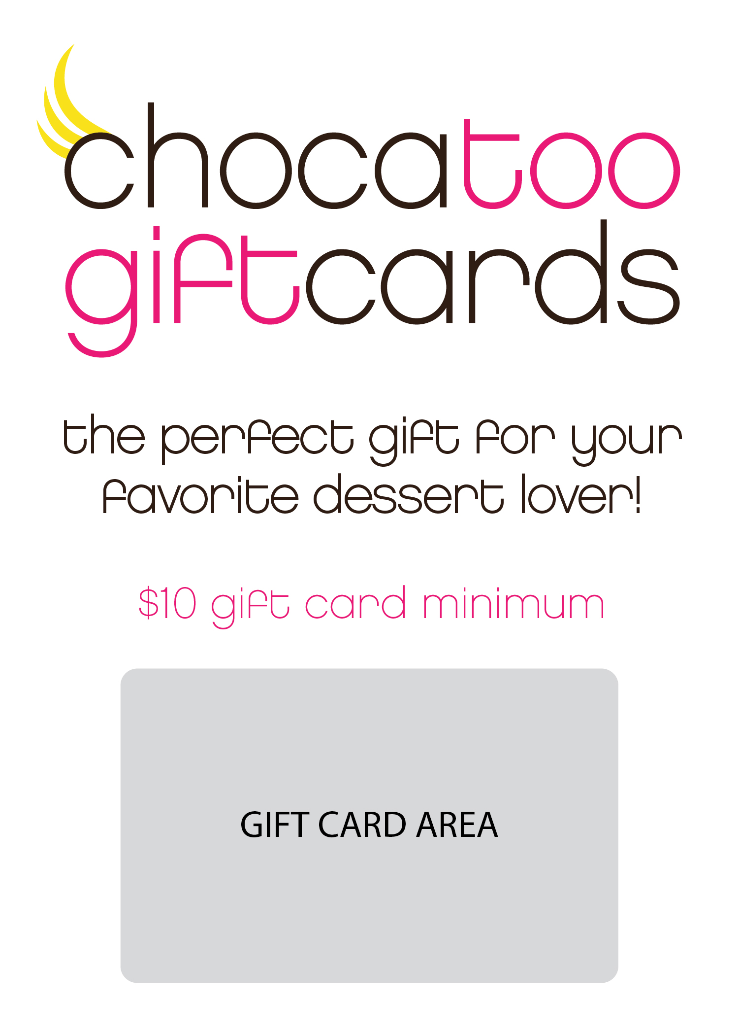 Chocatoo | Gift Card Insert - White | 3.5 x 5